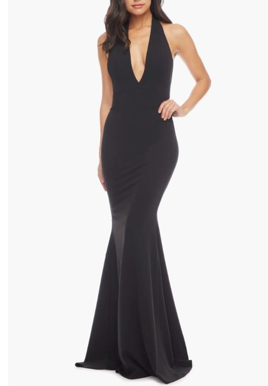 Dress The Population Camden Mermaid Hem Black Evening Gown Sz Large NWOT Dressy